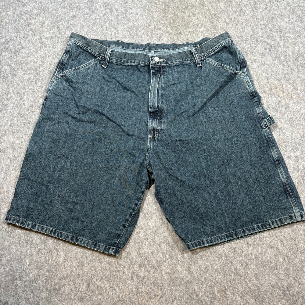 Wrangler Cargo Shorts Men's Size 42 Dark Wash Blue Denim Carpenter Utility Jean